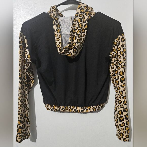 Delia's girls crop top hoodie long sleeve leopard top 10/12 * - Picture 3 of 3